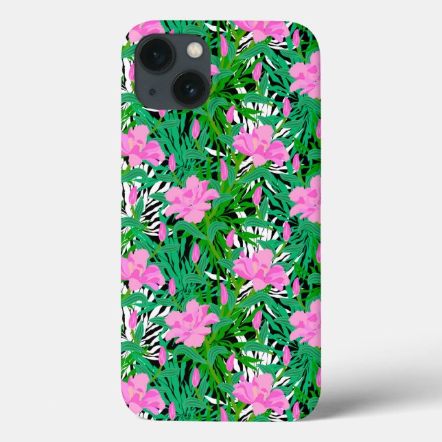Tropical Pattern With Jungle Flowers Case-Mate iPhone Case (Back)