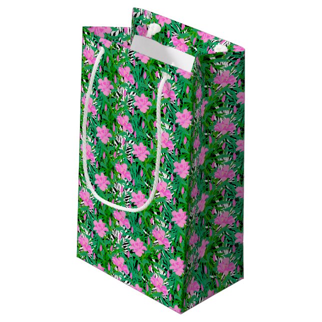 Tropical Pattern With Jungle Flowers Small Gift Bag (Back Angled)