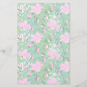 Tropical Pattern With Jungle Flowers Stationery