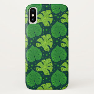 Tropical pattern with liana and monstera leaves iPhone x case
