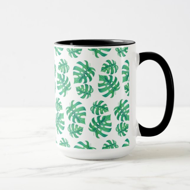 Tropical pattern with monstera leaves mug (Right)