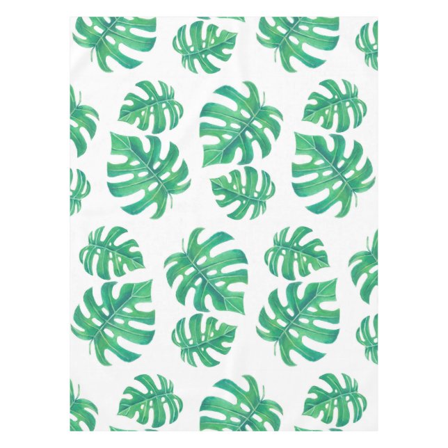 Tropical pattern with monstera leaves tablecloth (Front)