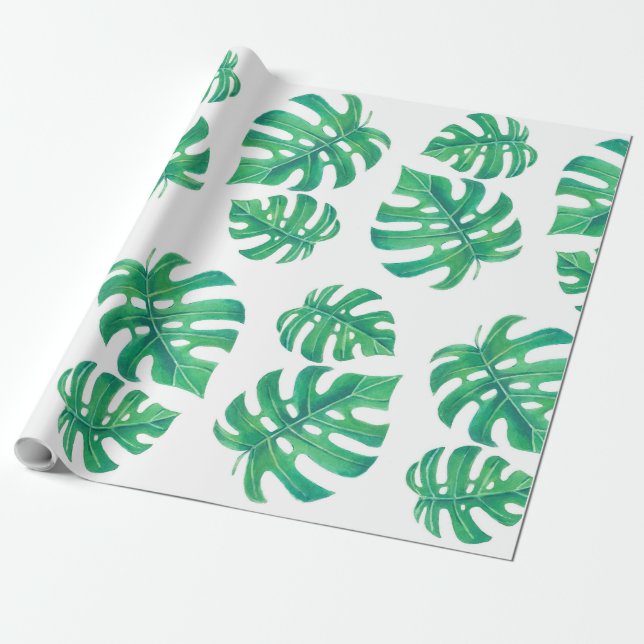 Tropical pattern with monstera leaves wrapping paper (Unrolled)