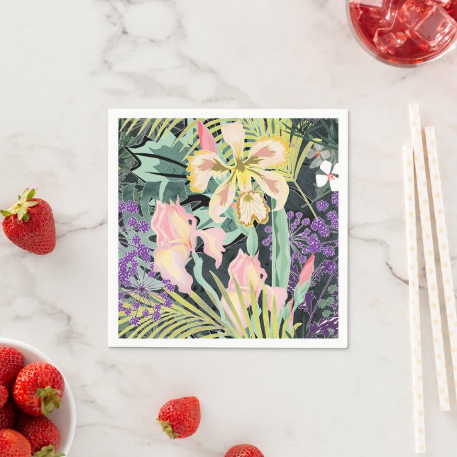Tropical pattern with orchids. napkin (Insitu)
