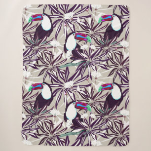 Tropical pattern with palm trees and birds. sherpa blanket