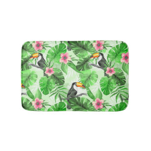 Tropical pattern with toucan bath mat