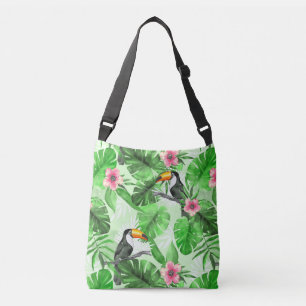 Tropical pattern with toucan crossbody bag