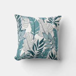 Tropical pattern with trendy plants and leaves on  cushion