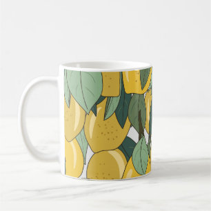 Tropical Pattern with Yellow Lemons. Coffee Mug