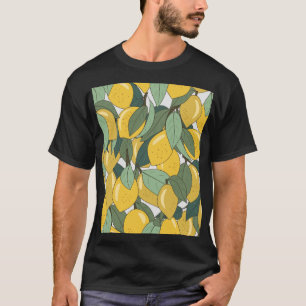 Tropical Pattern with Yellow Lemons. T-Shirt
