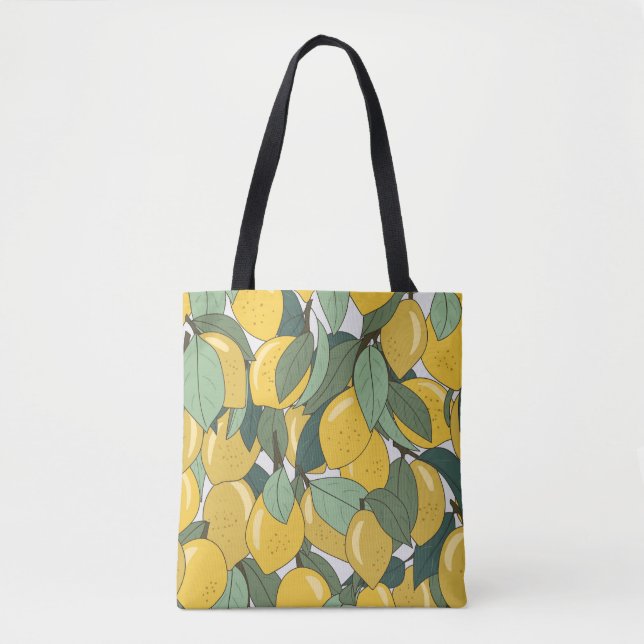 Tropical Pattern with Yellow Lemons. Tote Bag (Front)