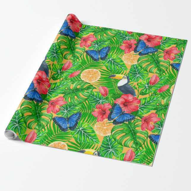 Tropical pattern wrapping paper (Unrolled)