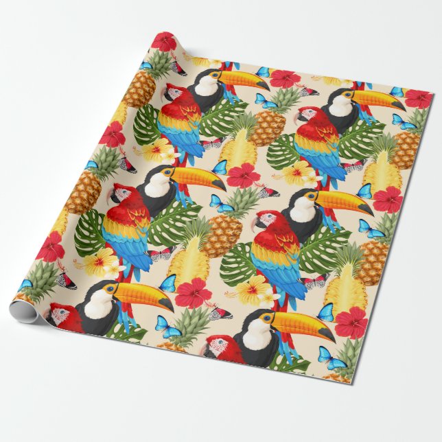 Tropical pattern wrapping paper (Unrolled)