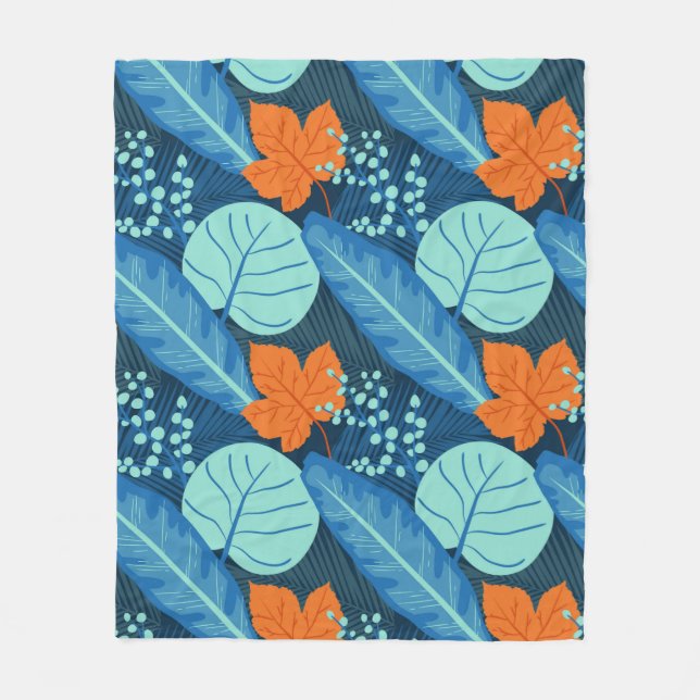 Tropical Patterns Plant Art Plant Life Art Leaves  Fleece Blanket (Front)