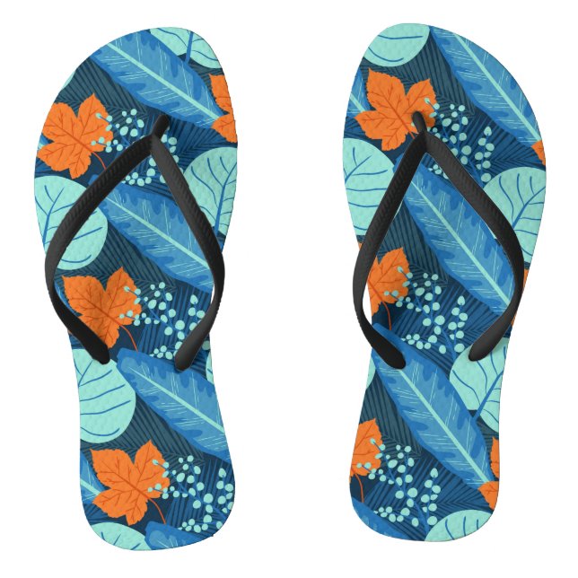 Tropical Patterns Plant Art Plant Life Art Leaves  Flip Flops (Footbed)