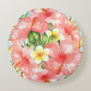 Tropical Peach Floral Throw Pillow