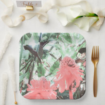 Tropical Peach Garden Wedding Square