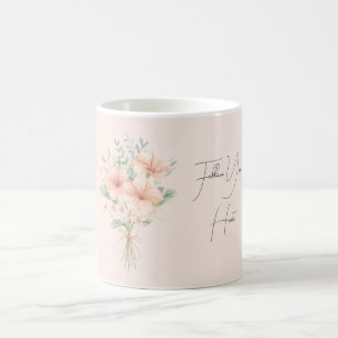 Tropical Peach Hibiscus Flowers Coffee Mug