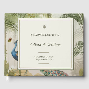 Tropical Peacock Palm Wedding Guest Book
