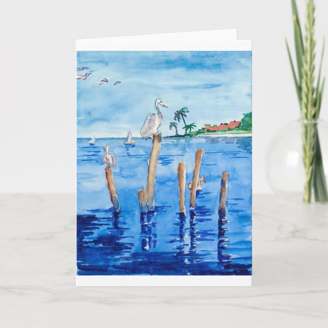 Tropical Pelicans Card (Front)