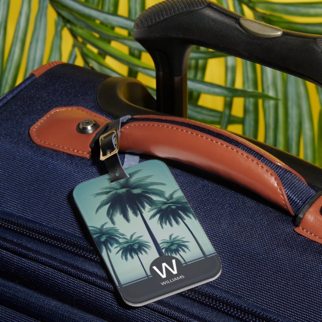 Tropical Personalised Monogram Luggage Tag (Front Insitu 1)
