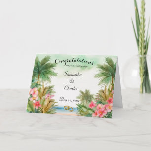 Tropical Personalised Wedding Greeting Card