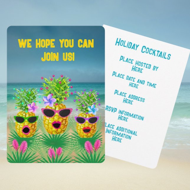 Tropical Personalized Singing Lady Pineapples  Invitation (Customize with your personal information!)