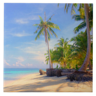 Tropical Philippines Island Beach Palm Paradise Tile