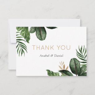 Tropical Philodendron Palm Wedding Thank You Card