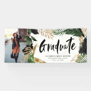 Tropical photo graduation modern script banner