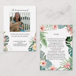 Tropical Photo memorial I'm Free prayer card 4