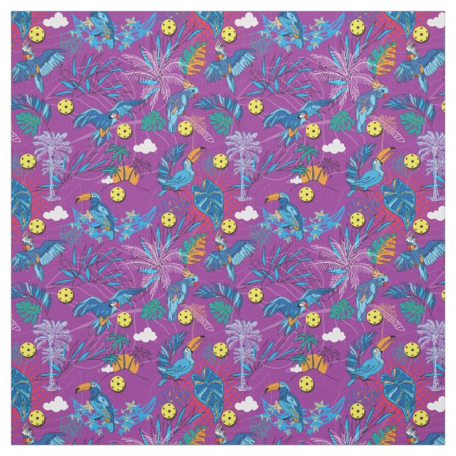 Tropical Pickleball, custom background Fabric (Swatch)