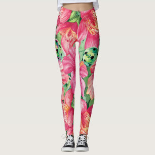 Tropical pickleball with hibiscus XXL print Leggin Leggings