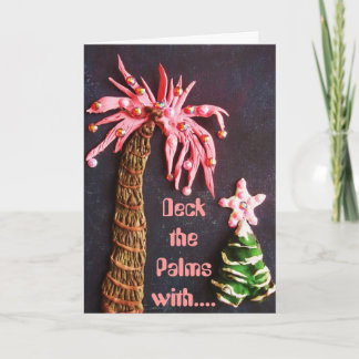 Tropical PINA COLADA CHRISTMAS w PINK BLING! Holiday Card
