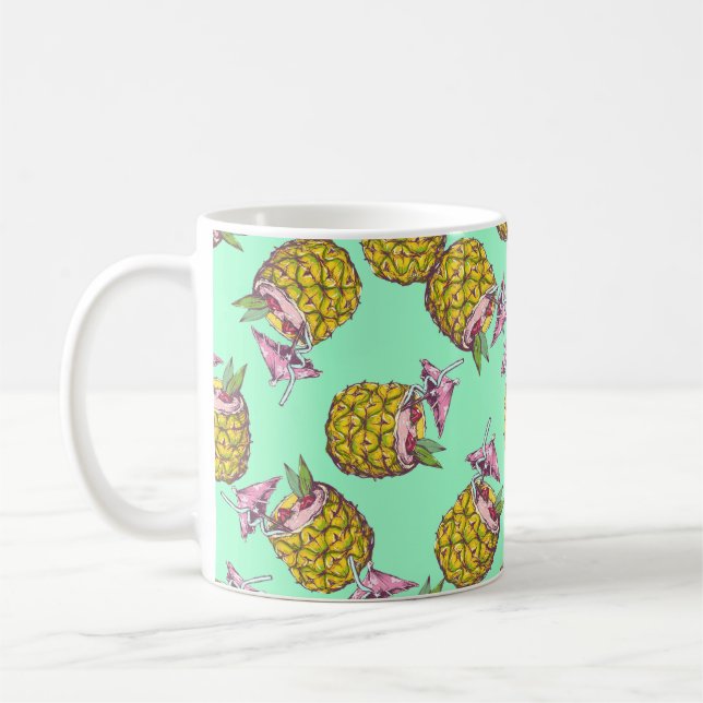 Tropical Piña Colada Pattern –Refreshing Summer Coffee Mug (Left)