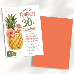 Tropical Pineapple 30 and Fabulous 30th birthday Invitation