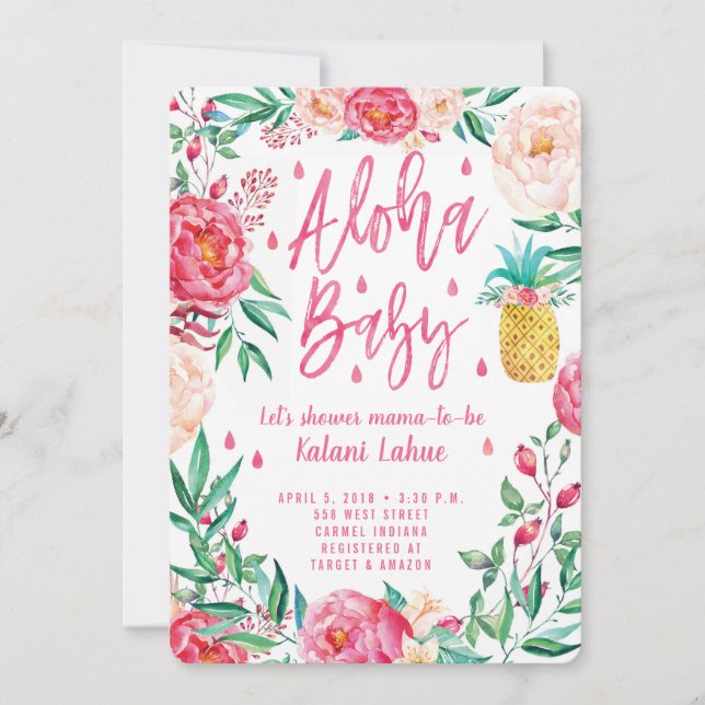 Tropical Pineapple Aloha Baby Shower Invitation (Front)