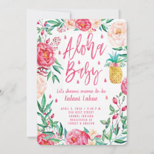 Tropical Pineapple Aloha Baby Shower Invitation