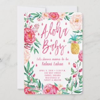 Tropical Pineapple Aloha Baby Shower Invitation