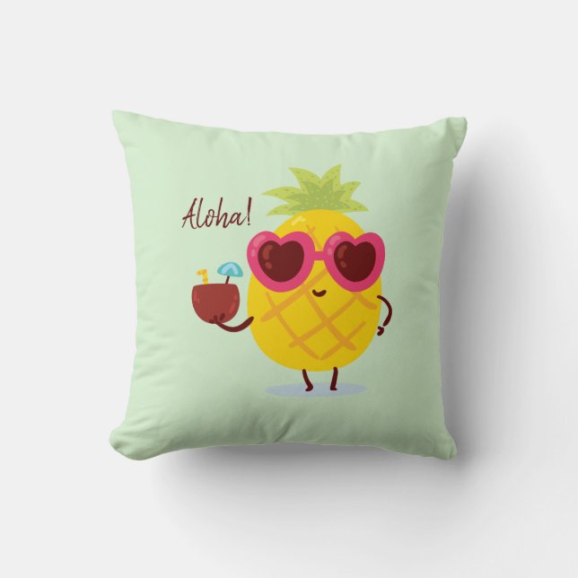 Tropical Pineapple Aloha Pineapple Decor Pillow (Front)
