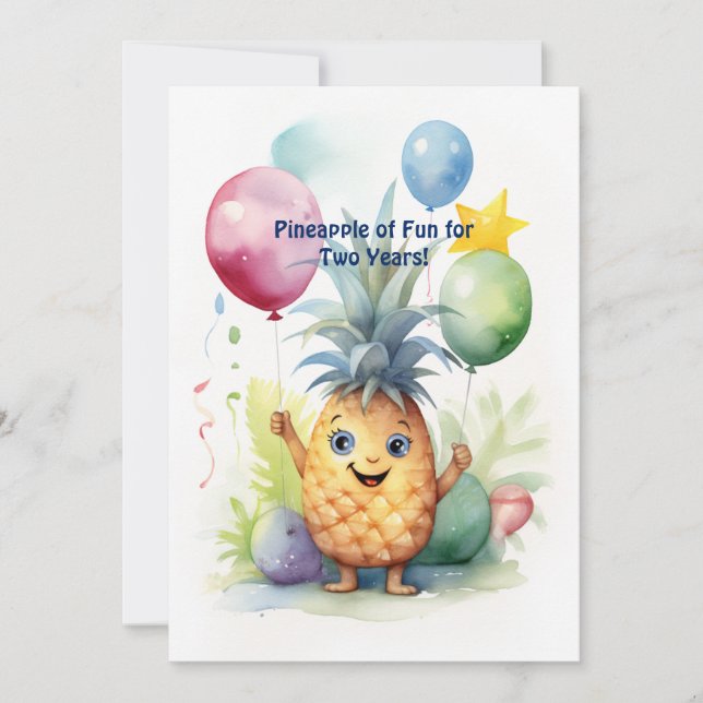 Tropical Pineapple Anniversary Birthday Card (Front)