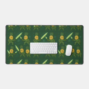 Tropical Pineapple Astronaut with Glowing Swords Desk Mat