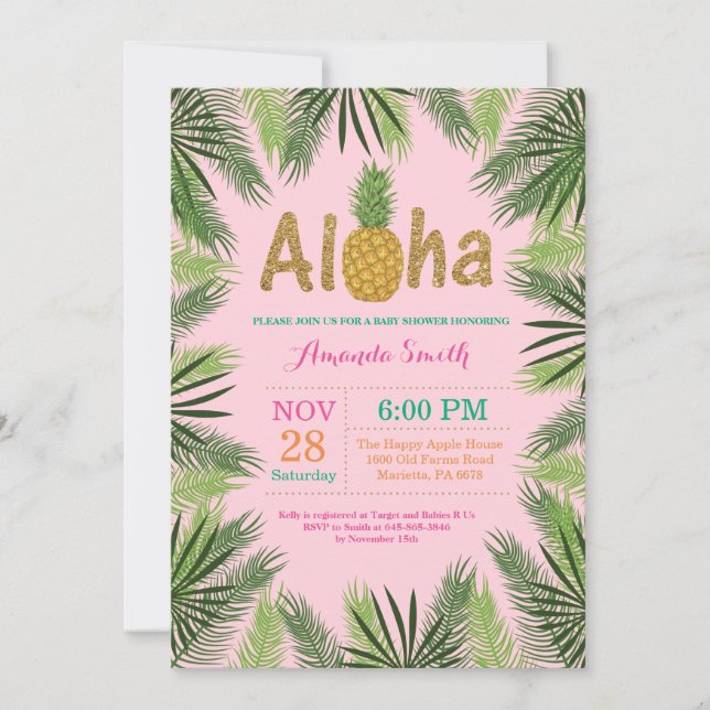 Tropical Pineapple Baby Shower Invitation (Front)