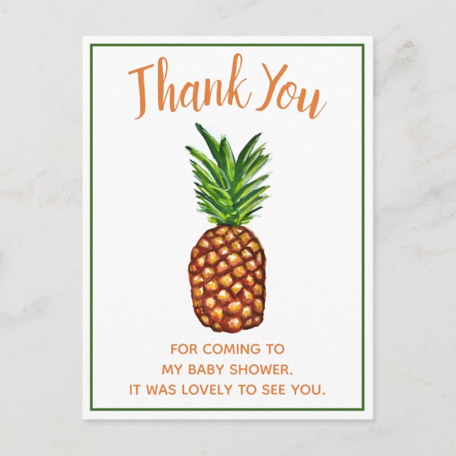 Tropical Pineapple Baby Shower Thank You Postcard (Front)