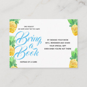 Tropical pineapple babyshower bring a book card