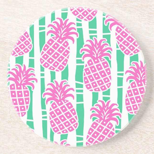 Tropical Pineapple Bamboo Coaster (Front)