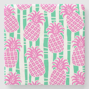 Tropical Pineapple Bamboo Stone Coaster