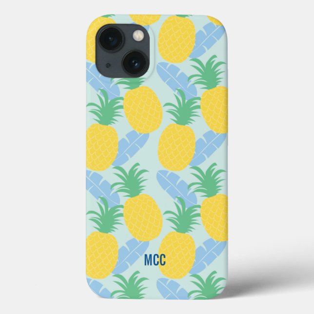Tropical Pineapple Banana Leaves Personalised Case-Mate iPhone Case (Back)