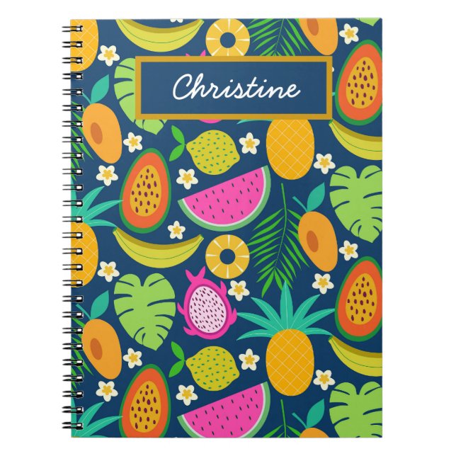 Tropical Pineapple Banana watermelon Fruits  Notebook (Front)