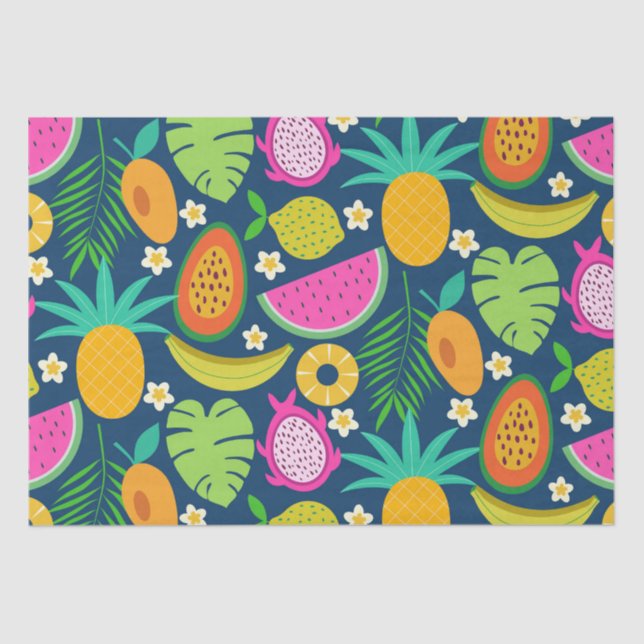 Tropical Pineapple Banana watermelon Fruits  Tissue Paper (Front)